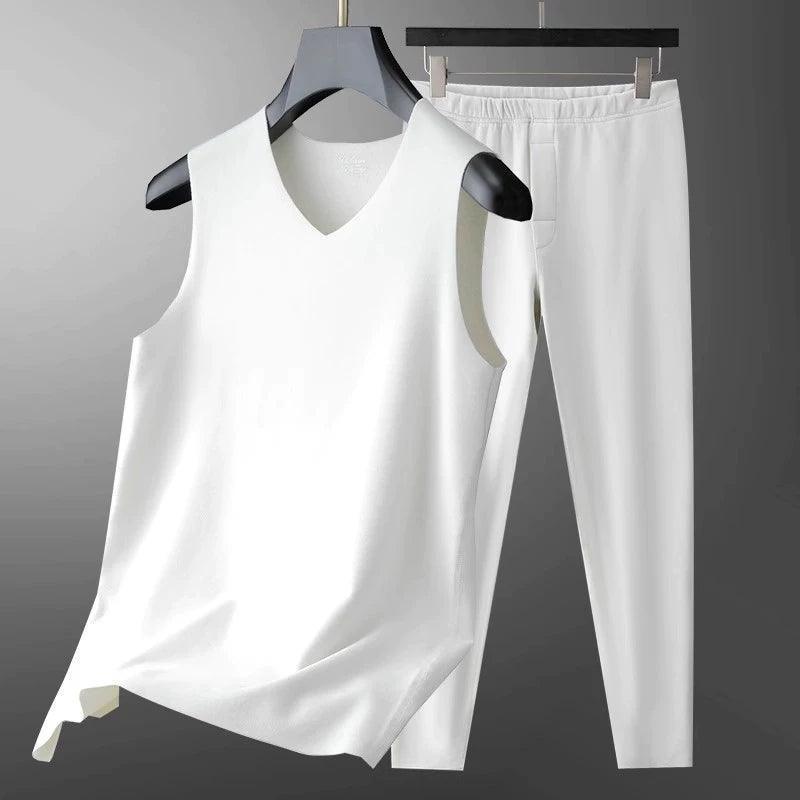 Men's 5A Cashmere Silk Thermal Vest Set - Thickened, Seamless, Plus Velvet - ClubOn