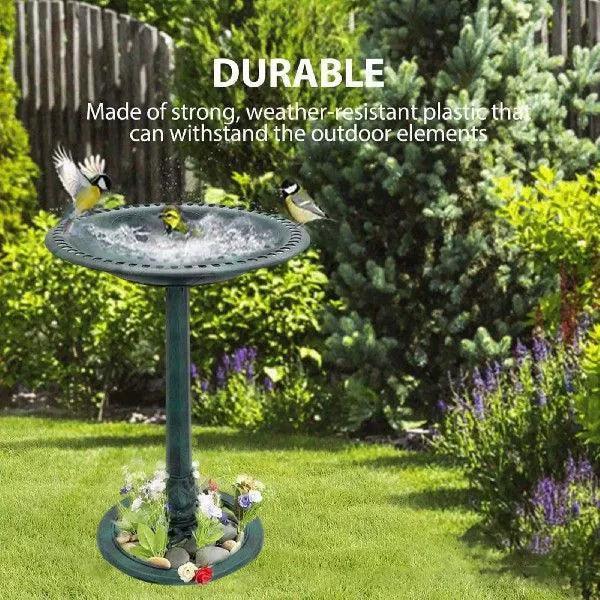 Rustic Outdoor Bird Bath – Flower Design Birdbath for Gardens - ClubOn