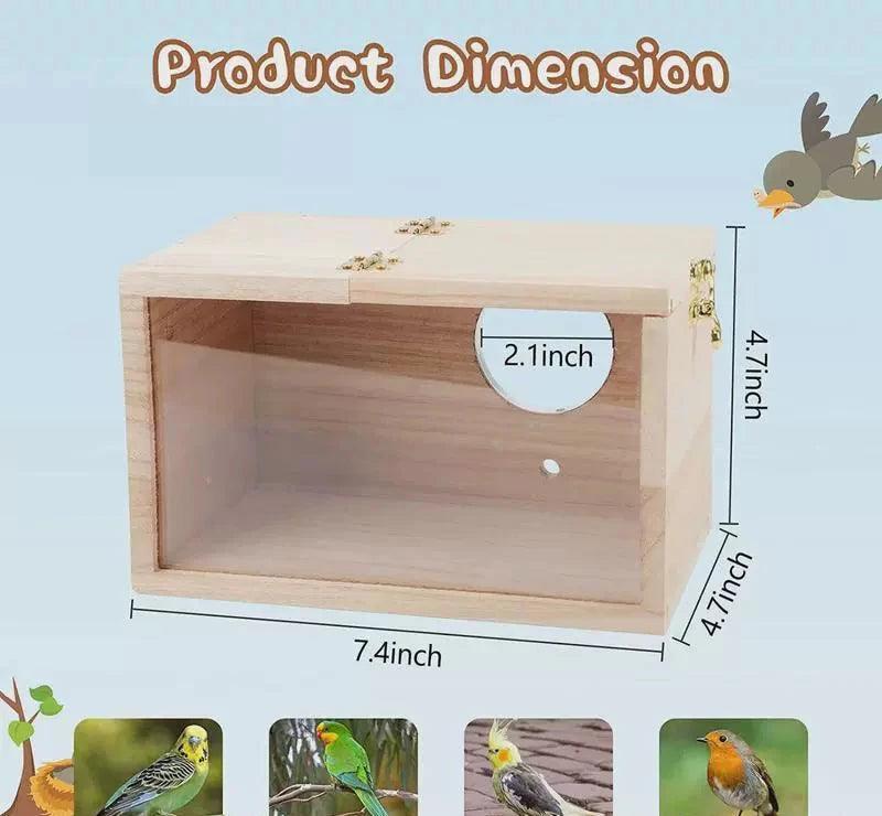Transparent Wooden Bird House – Perfect for Finches & Small Parrots - ClubOn