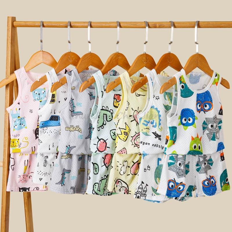 Boy & Girl Summer Sleeveless Cotton Vest Pajamas Set - ClubOn