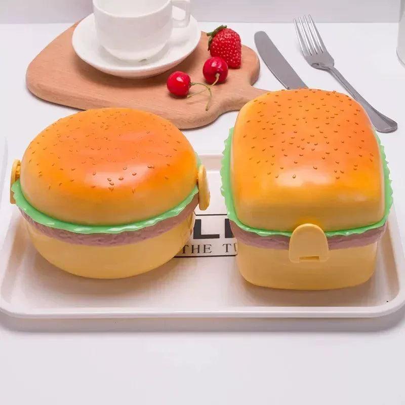 Hamburger Lunch Box Double Tier – Cute Burger Bento Box - ClubOn