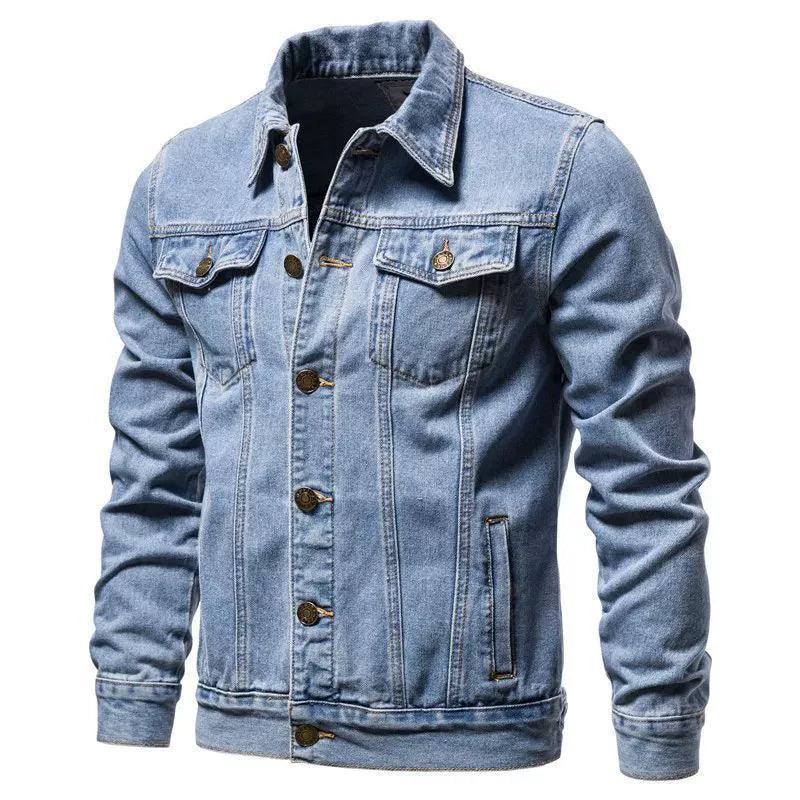 Men’s Loose Fit Denim Jacket with Large Lapel - ClubOn