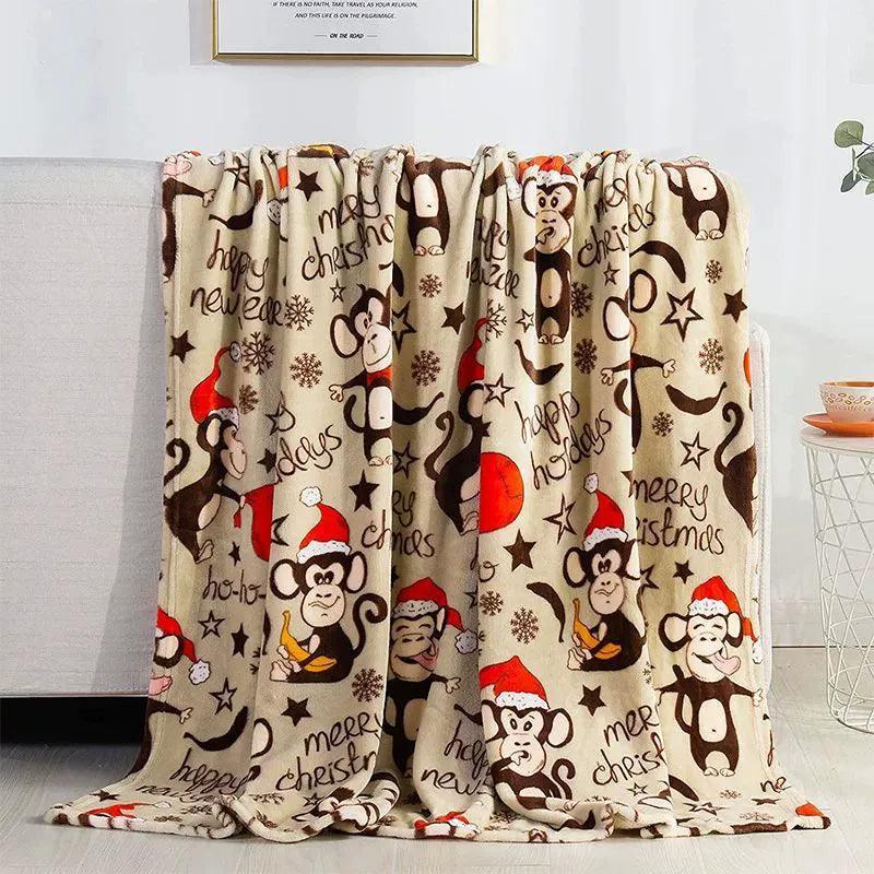Christmas Throw Blanket 2024 – Flannel Snowflake & Gingerbread Design - ClubOn