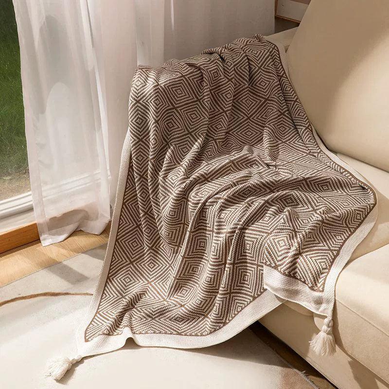 Black and White Striped Knitted Blanket – Nordic Ins Shawl, Sofa Throw, Single Lunch Break Blanket - ClubOn