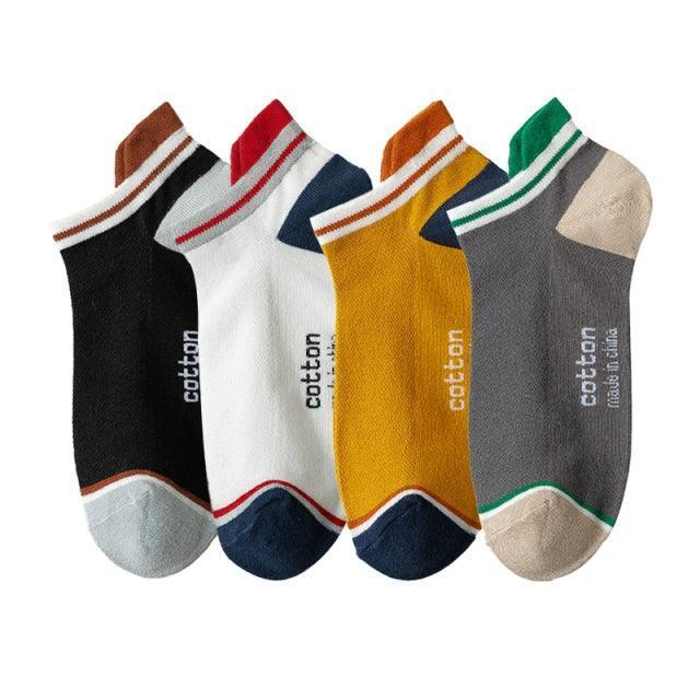 4 Pairs Cotton Men’s Short Socks – Fashionable, Breathable Ankle Socks - ClubOn