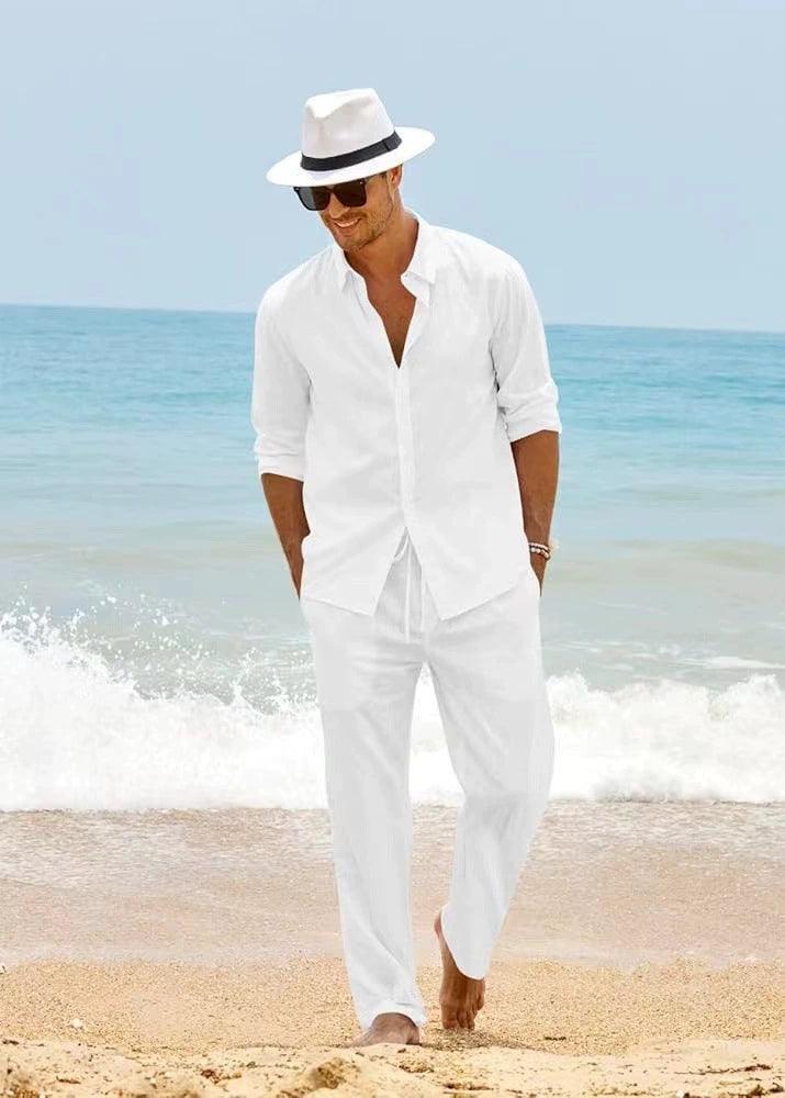 Fashion Stand-Up Collar Shirt & Pants Set - Versatile Men's Outfit - ClubOn