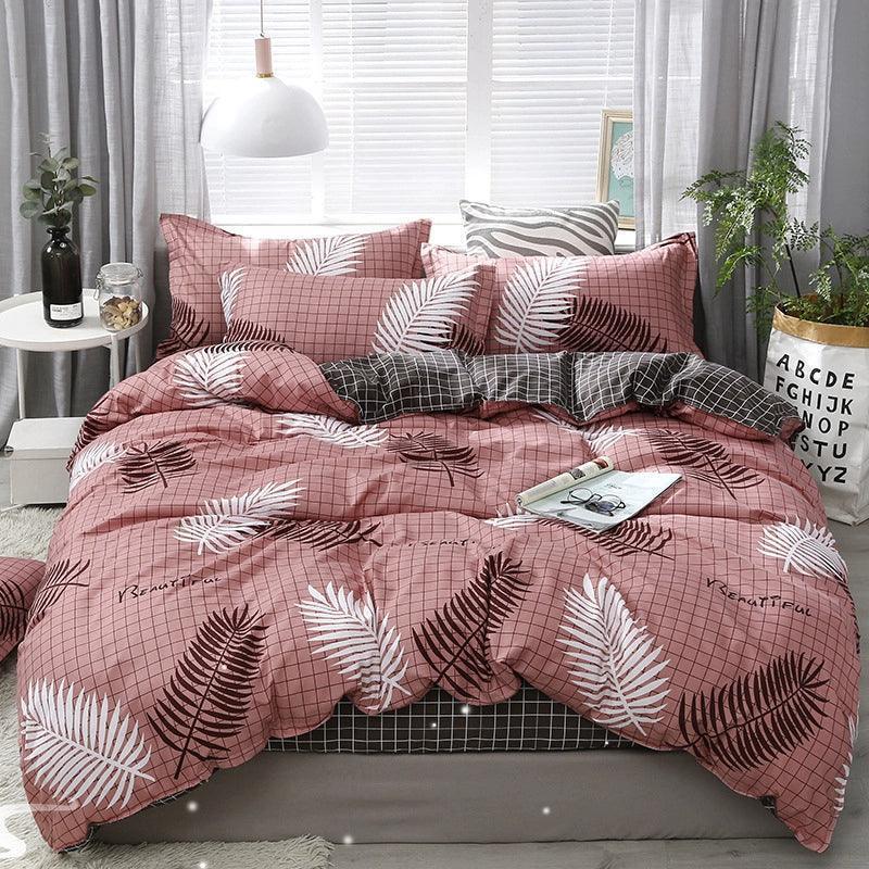4-Piece Cotton Bedding Set – Duvet Cover, Flat Sheet & Bed Linen - ClubOn