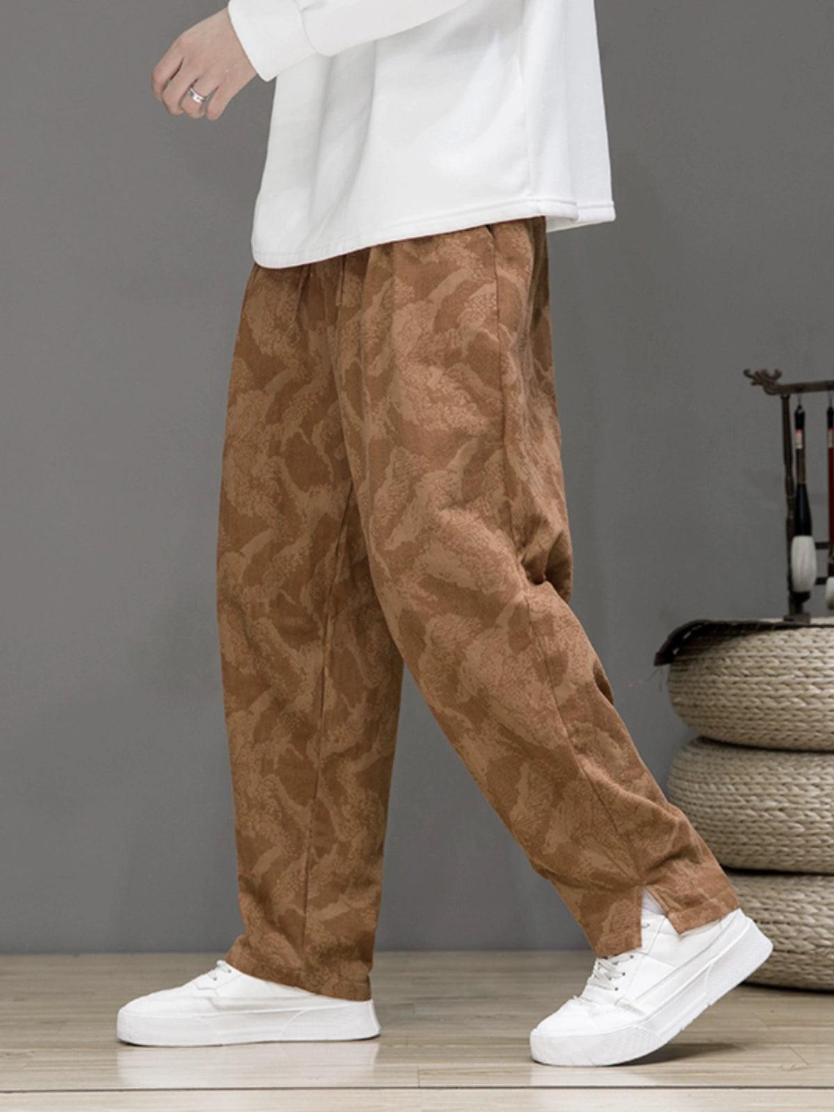 Men's Jacquard Cotton and Linen Harem Pants – Spring & Autumn Loose Fit, Retro Style Large Size Casual Trousers - ClubOn