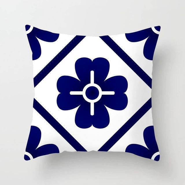 Blue White Porcelain Print Cushion Case – Bohemian Style Mandala Pillow Cover - ClubOn