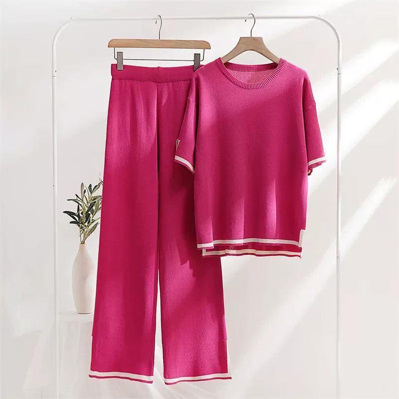 Women’s Knit Summer Two-Piece Loungewear Set - ClubOn