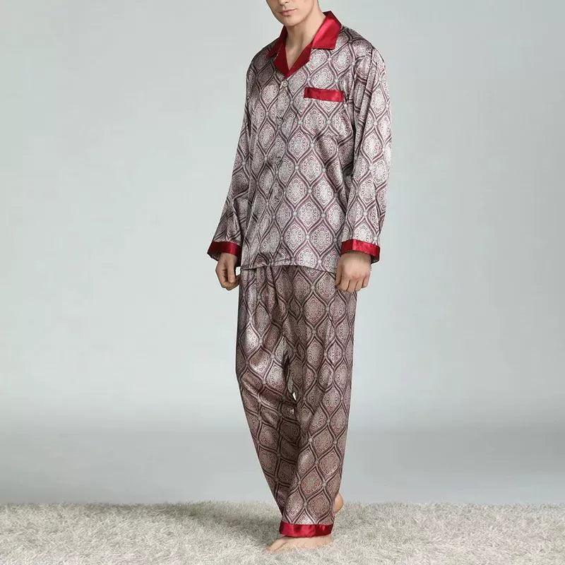 Men's Satin Silk Pajama Sets – Casual Sleepwear Nightgown, Loose Fit - ClubOn