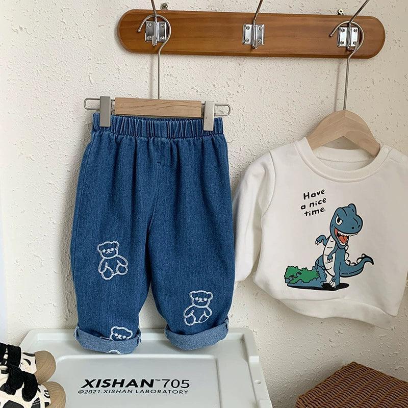 Children's Bear Jeans – 0-6 Years Old Autumn Baby Boys and Girls Denim - ClubOn