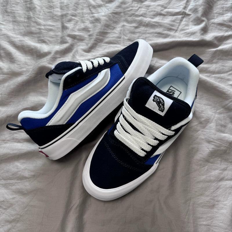 Knu Skool Navy Blue Low-Top Shoes – Men’s & Women’s Casual Sports Trend, Retro Fat Bread Shoes - ClubOn