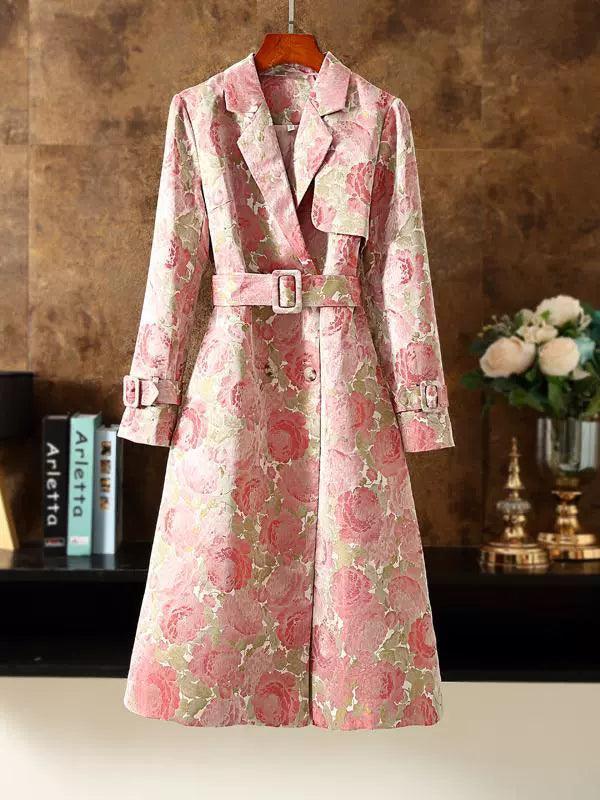 2023 Women’s High-End Jacquard Trench Coat - ClubOn