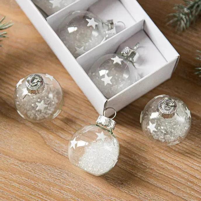 Christmas Transparent Snowflake Sequin Colored Ball Ornament - ClubOn