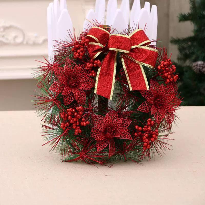 Christmas Floral Rattan Wreath – Holiday Door Decoration - ClubOn