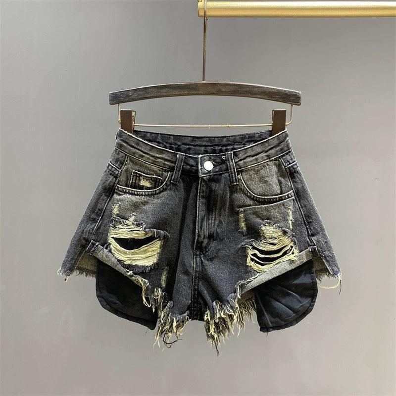 Fluorescent Yellow Wide-Leg Denim Shorts for Women - ClubOn