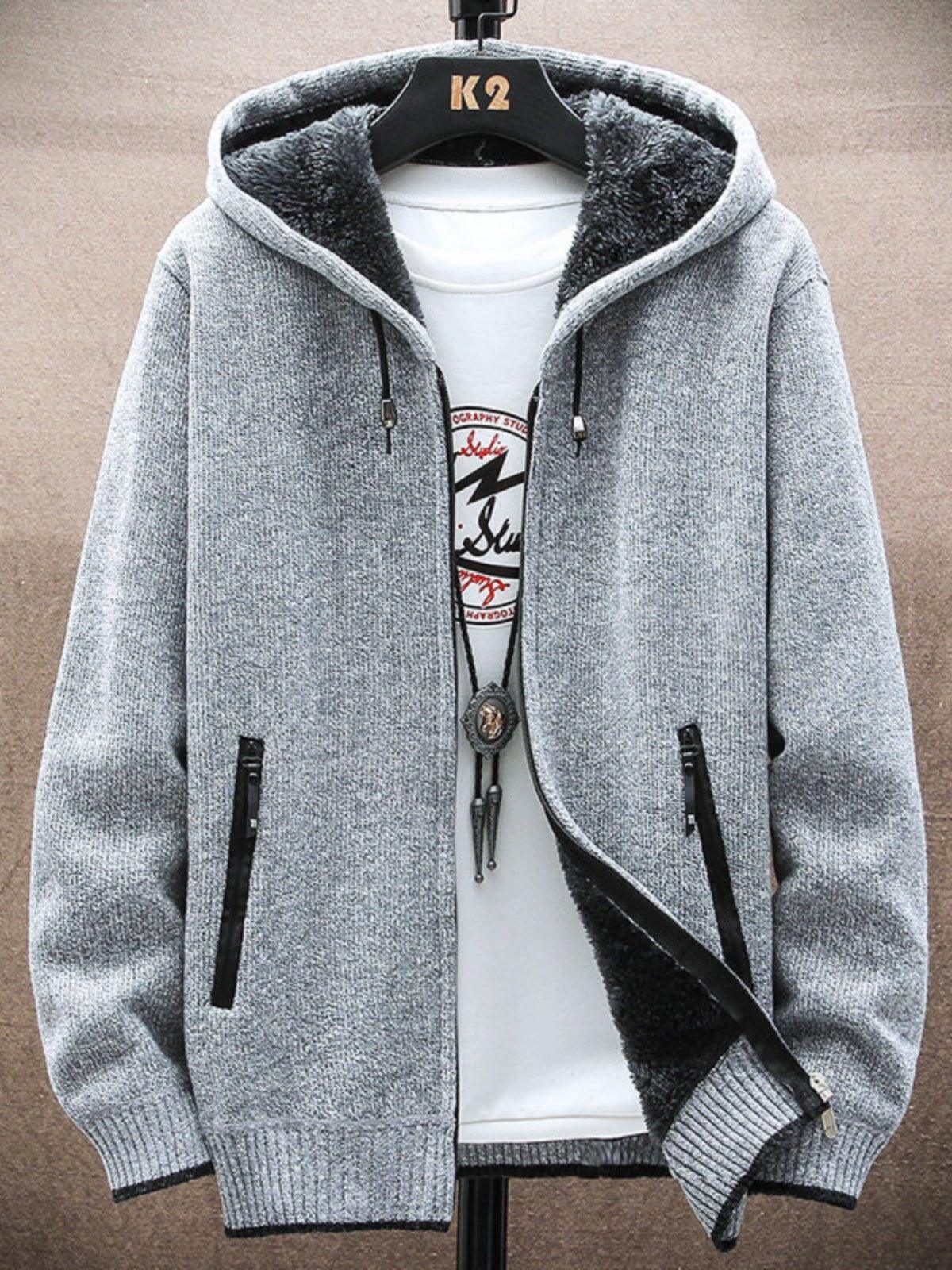 Men’s Winter Sweater Thick Hooded Coat Jacket – Warm Cardigan - ClubOn