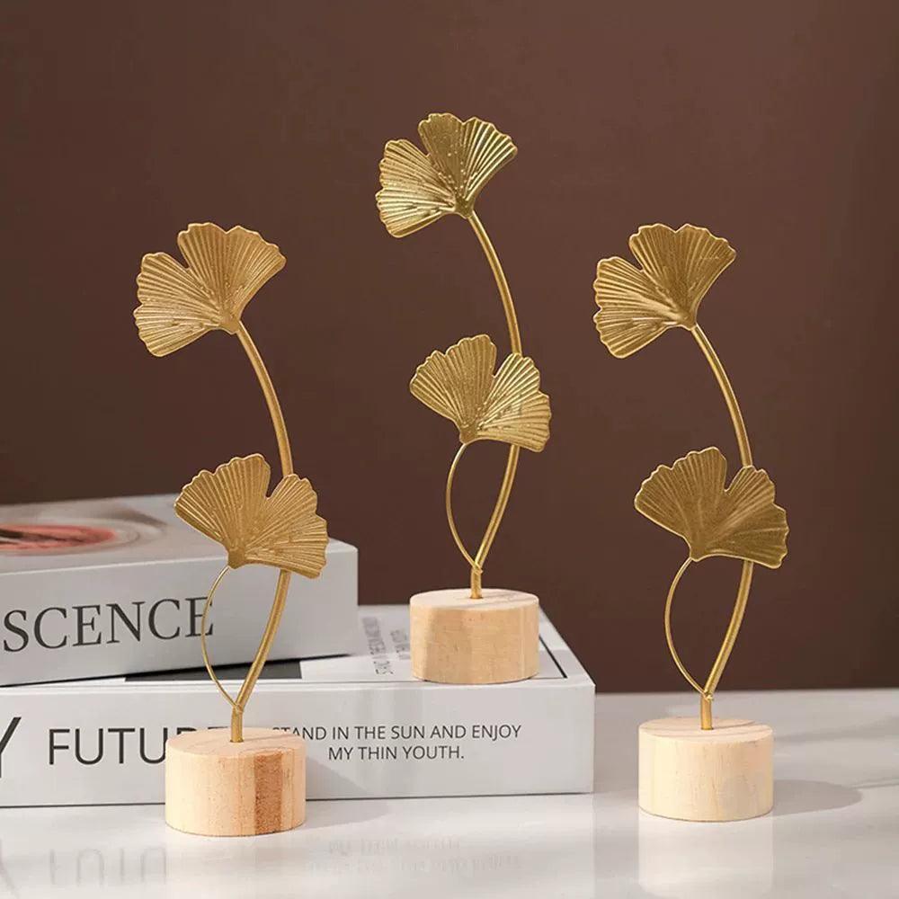 Ginkgo Leaf Wooden Ornaments – Miniature Figurines for Decor - ClubOn