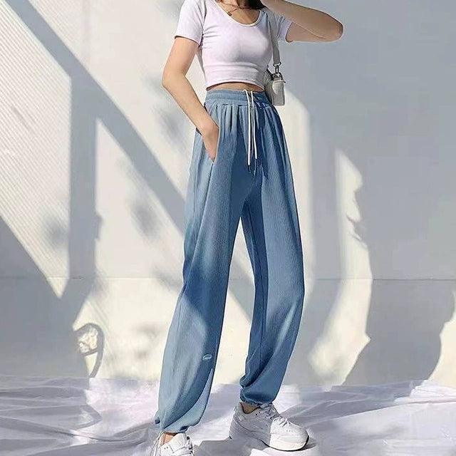 High Waisted Black & White Wide Leg Pants for Women - Trendy Trousers - ClubOn