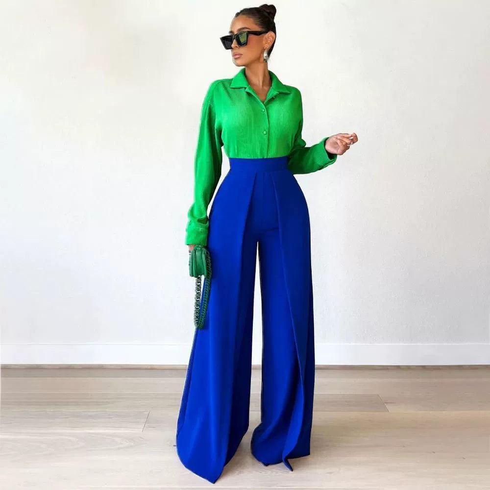 Women’s Slim Casual Pants - Loose Wide-Leg Straight-Leg Fashion Trousers - ClubOn