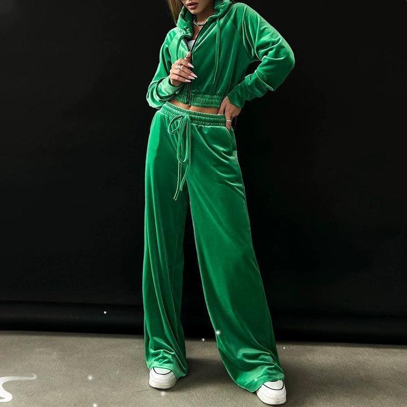 Women’s Velvet Hoodie & Casual Pants Set - ClubOn