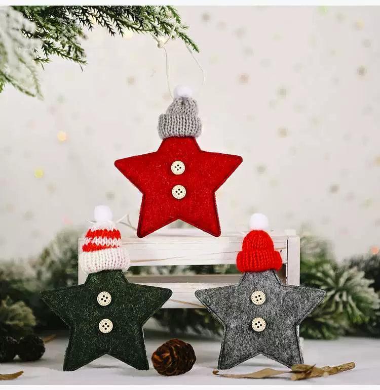 Christmas Decorations - Knitted Hat with Five-Pointed Star - ClubOn