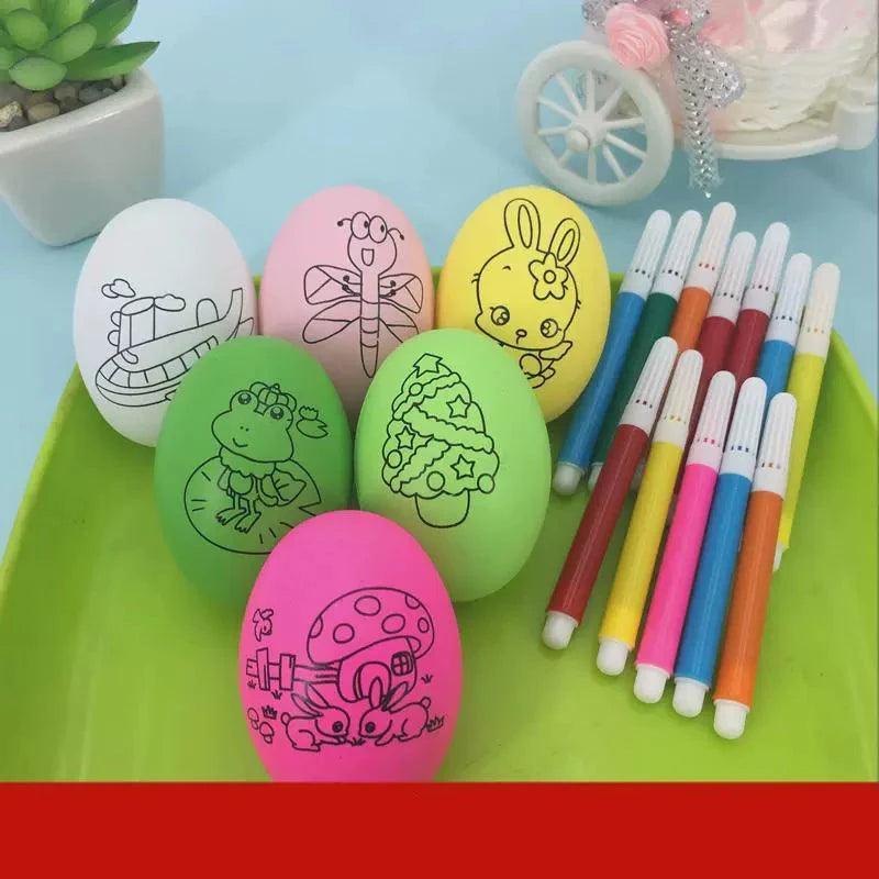 6 PCS DIY Creative Cartoon Painting Egg Toy – Cute Easter Craft - ClubOn