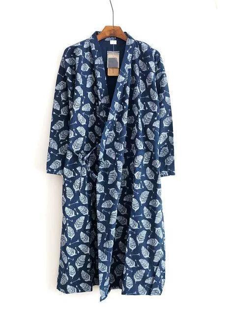 Men’s 100% Cotton Kimono Nightgown Bathrobe – Soft and Comfortable - ClubOn