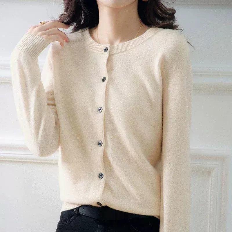 Women’s Cardigan Sweater - O-Neck Knitted Cashmere for Autumn & Winter - ClubOn