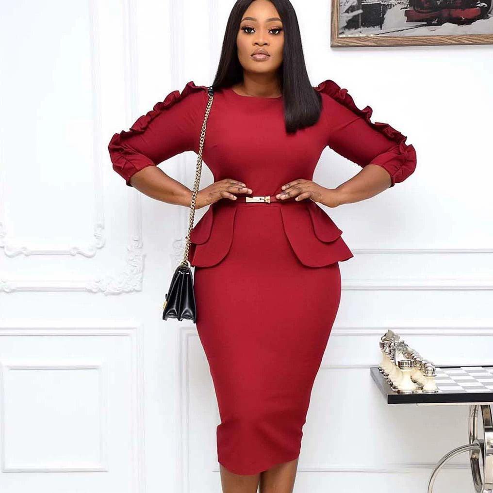 Plus-Size African Party Dress - Elegant Purple Women's Fashion - ClubOn