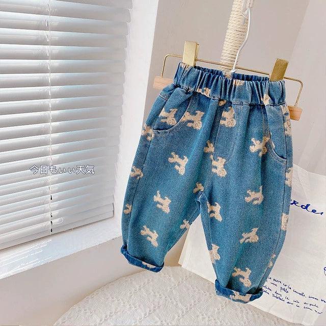 Spring & Autumn Cartoon Print Jeans for Girls & Boys - ClubOn