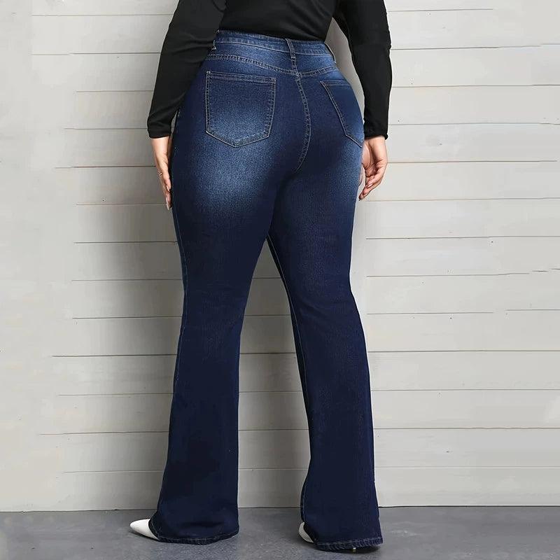 XL-5XL Fashion Elastic Plus Size Jeans - Women's Big Pants - ClubOn