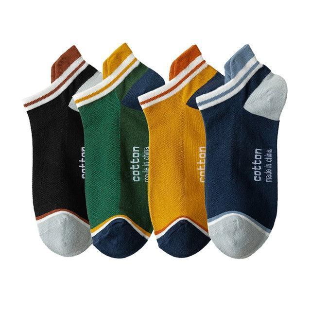 4 Pairs Cotton Men’s Short Socks – Fashionable, Breathable Ankle Socks - ClubOn