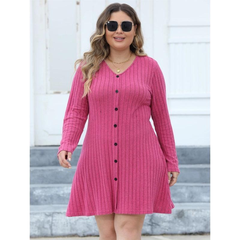 Plus Size Striped Bottoming Skirt Dress - L-3XL Women's Fashion - ClubOn