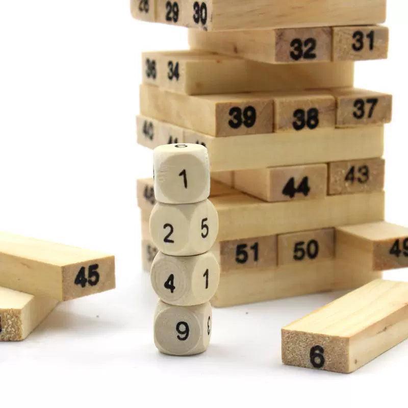 Jenga Wooden Tower Building Blocks Toy – Rainbow Domino Fun - ClubOn