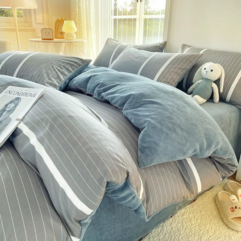 4-Piece Cotton Bedding Set – Bed Sheets, Quilt & Duvet Cover - ClubOn