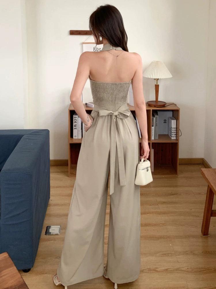 High-Grade V-Neck Halter Jumpsuit for Women - ClubOn