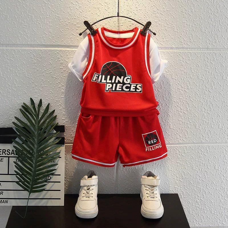 Boys' Trendy Summer Basketball Suit – Short-Sleeved Set - ClubOn