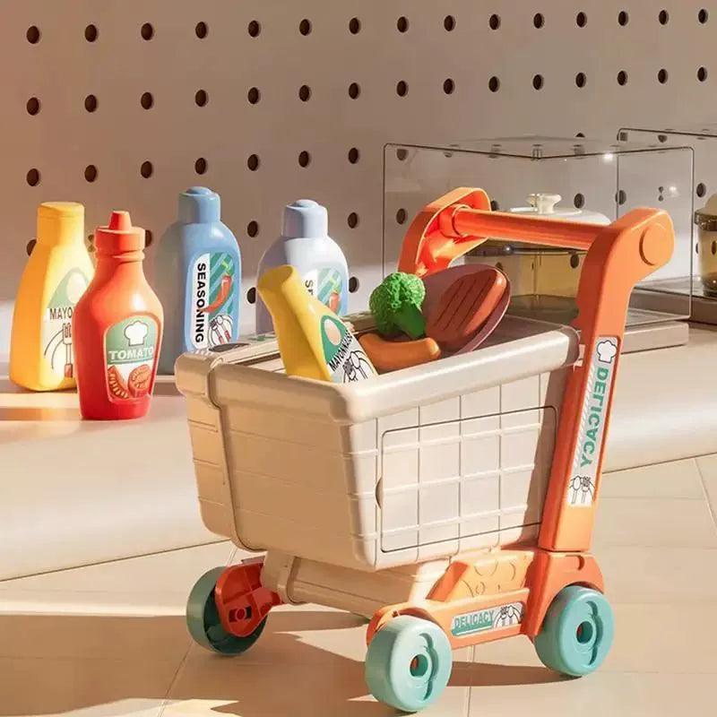 Kids’ Shopping Cart Toy - Portable Play Food Cart Set - ClubOn