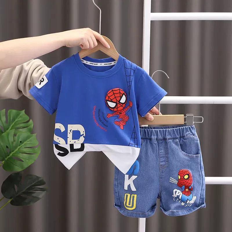 Summer Baby Boys Spiderman Set - Short Sleeve T-Shirt & Jeans - ClubOn