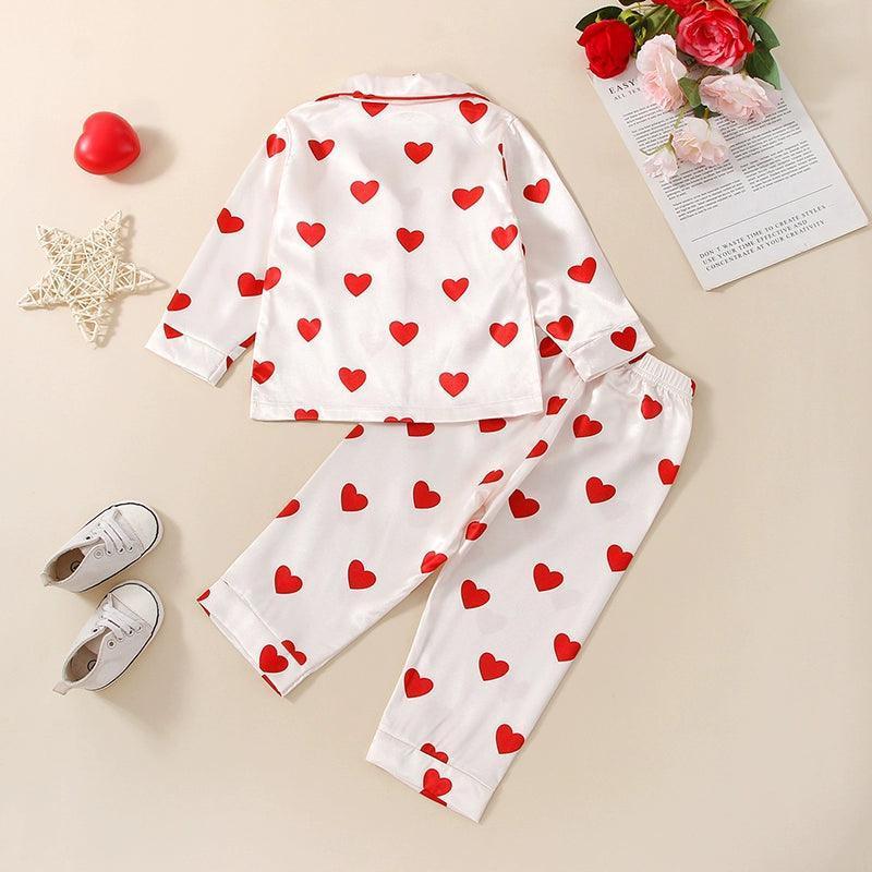 1-6Y Kids Girls Pajama Set: Heart Print Sleepwear - ClubOn