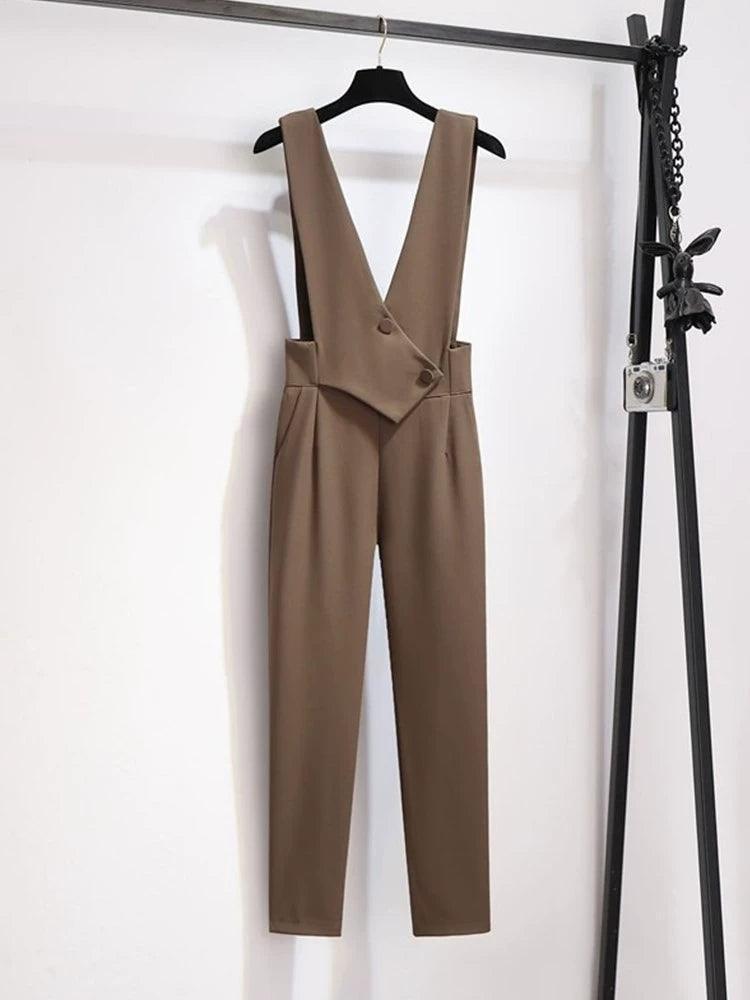 Women’s Slim High-Waist Harem Overalls - ClubOn
