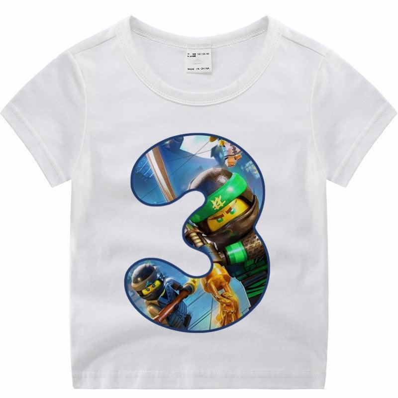 Ninjago Birthday Number T-Shirt – Cartoon Ninja Birthday T-Shirt for One-Year-Old Children - ClubOn