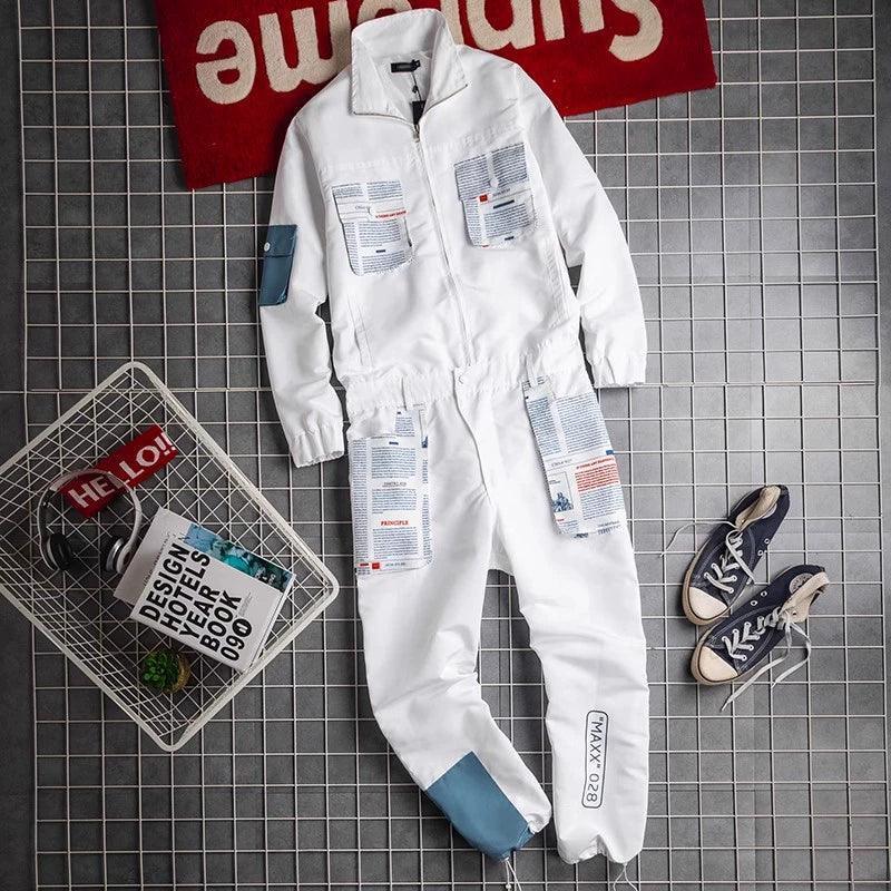 Men’s Retro Overalls Jumpsuit – Trendy Loose Fit Long-Sleeve One-Piece Clothing - ClubOn