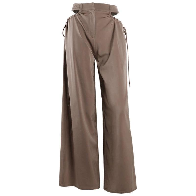 Chic Vintage Hollow Out Bandage Casual Pants for Women - ClubOn