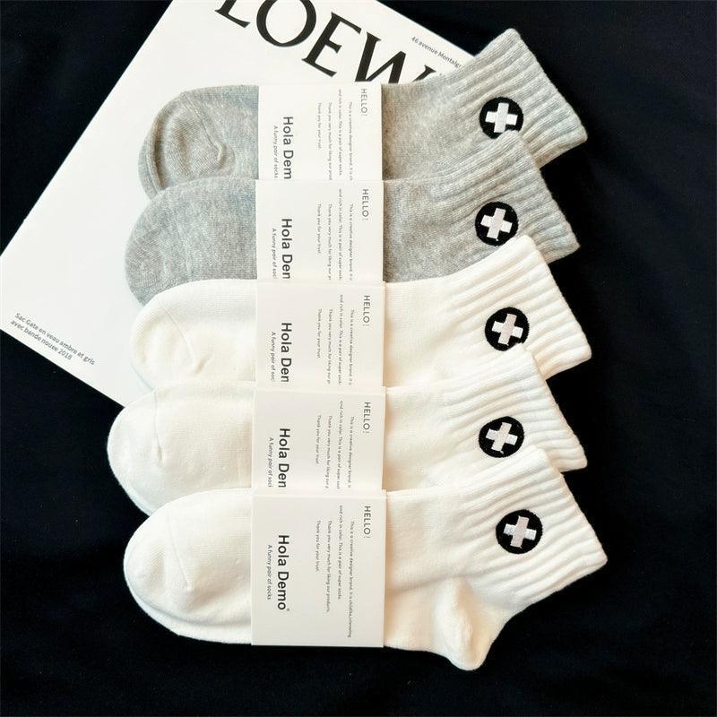 Men’s Pure Cotton Summer Short Socks – Sweat-Absorbent, Deodorant, White Mid-Tube Sports Socks - ClubOn