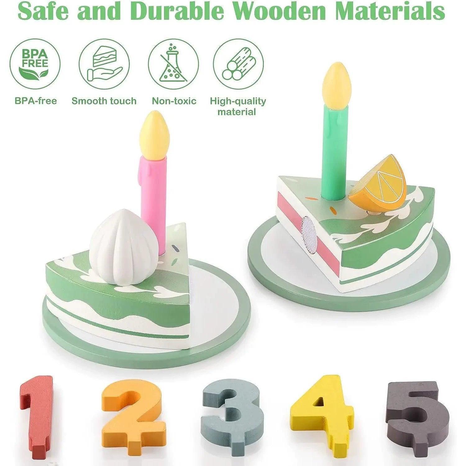 Play Kitchen Accessories – Wooden Birthday Cake Set for Early Play - ClubOn