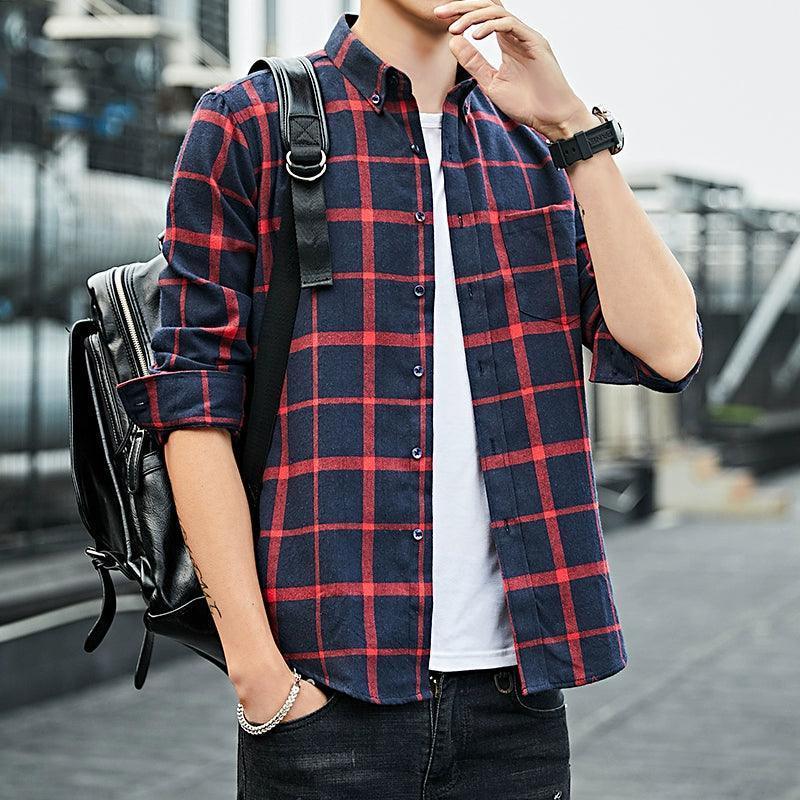 Men's Casual Plaid Cotton Shirt - Stylish and Comfortable - ClubOn