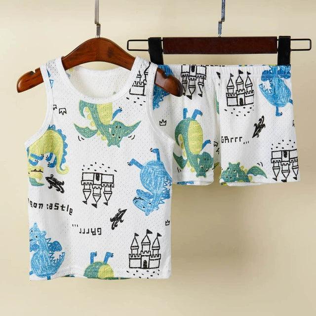 Boy & Girl Summer Sleeveless Cotton Vest Pajamas Set - ClubOn